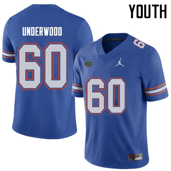 Jordan Brand Youth #60 Houston Underwood Florida Gators College Football Jerseys Royal